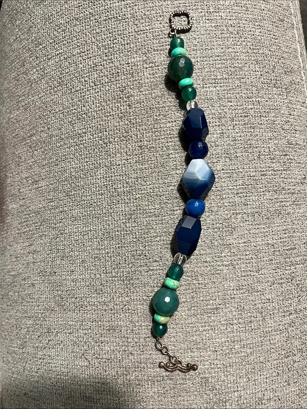Barse Beaded Toggle Necklace in Blue & Green Like New